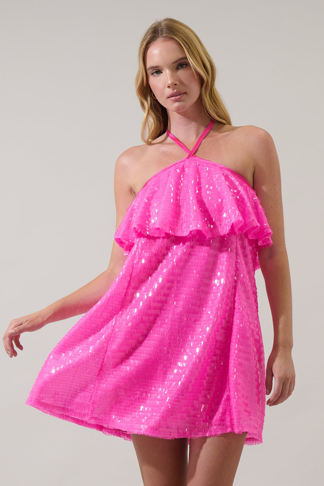 sequin shift mini dress SUGARLIPS Women's Liviana Sequin Shift Minidress - Pink