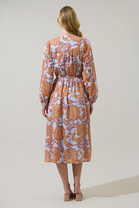 Siany Floral Ameni Button Down Midi Dress