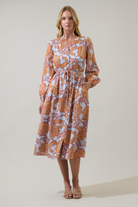 Siany Floral Ameni Button Down Midi Dress