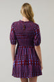 Ramsay Abstract Sulen Smocked Mini Dress