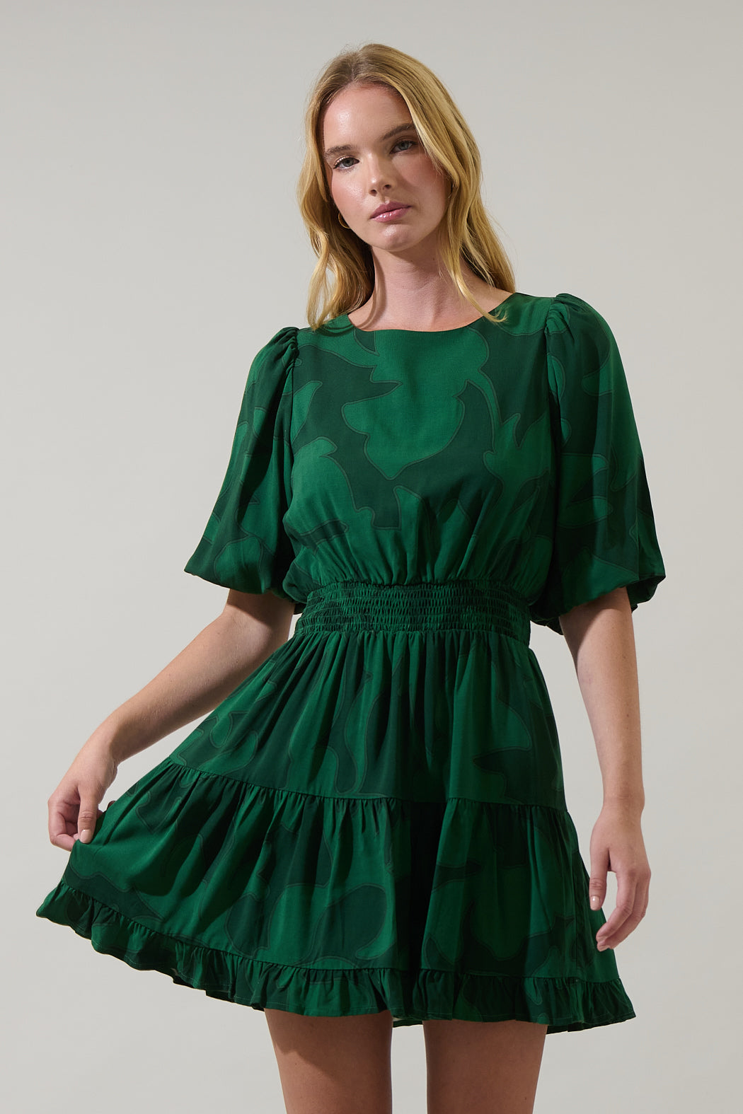 Benti Abstract Suma Ruffle Mini Dress EMERALD / S by Sugarlips Benti Abstract Suma Ruffle Mini Dress EMERALD / S by Sugarlips