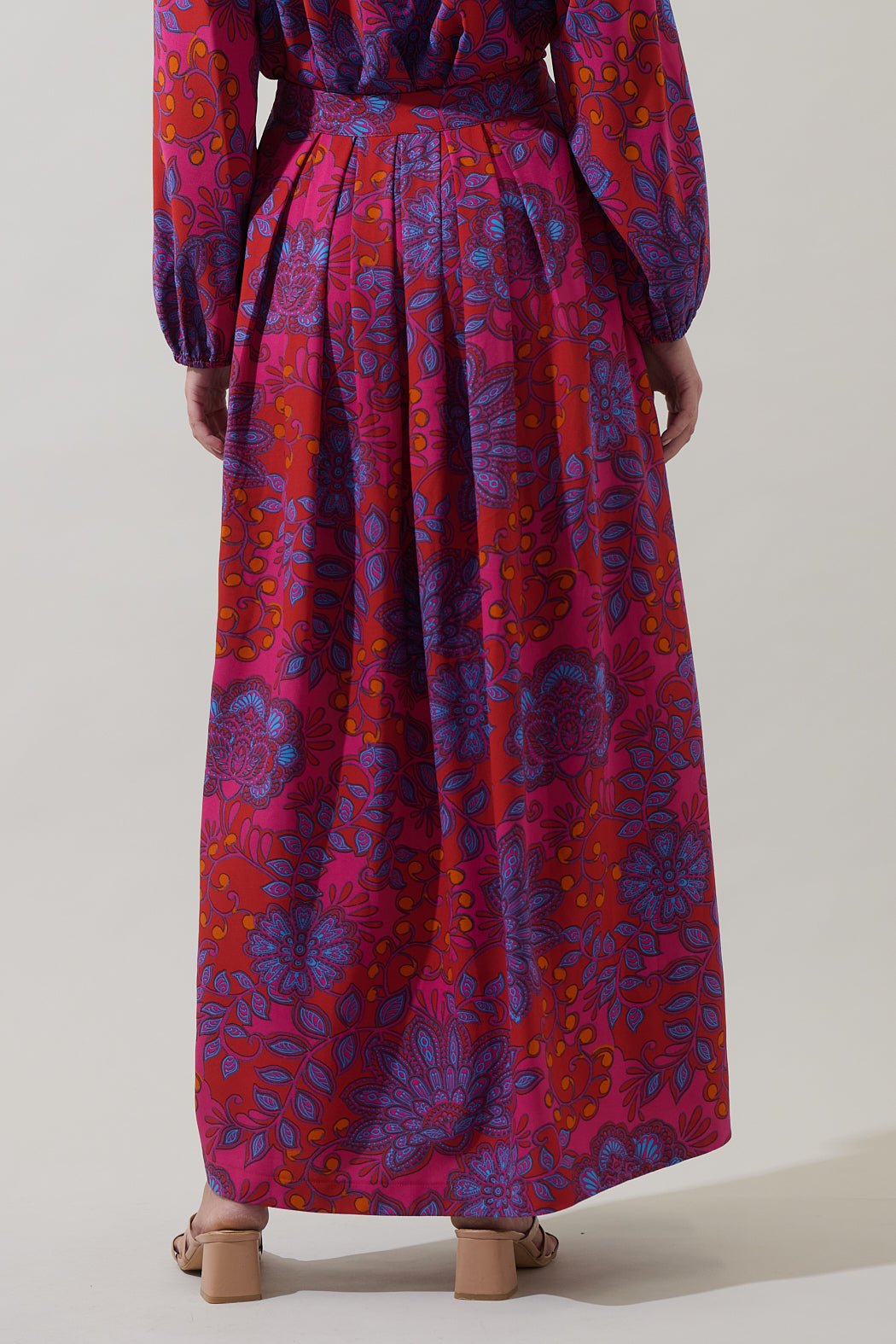 maxi skirts and dresses Darret Floral Lucie Pleated Maxi Skirt FUCHSIA-MULTI / S by Sugarlips