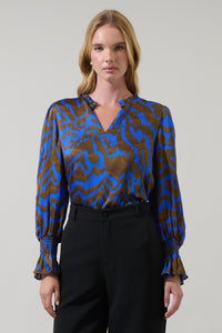 Krista Abstract Minda Keyhole Blouse
