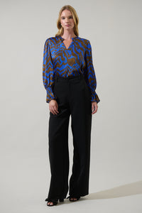 Krista Abstract Minda Keyhole Blouse