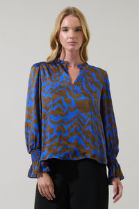 Krista Abstract Minda Keyhole Blouse