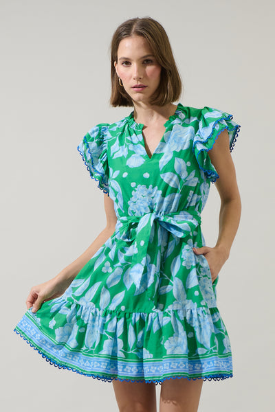 Verbena Floral Eriny Ruffle Mini Dress – Sugarlips