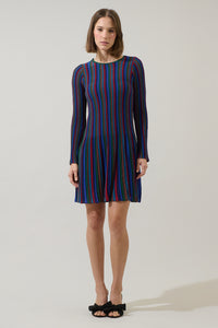 Genesis Rainbow Stripe Knit Mini Dress