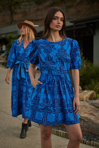 Romery Abstract Alba Puff Sleeve Mini Dress