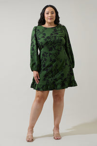 Tindrie Floral Ruffle Flounce Mini Dress Curve