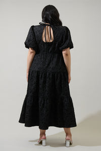 Arielle Jacquard Maxi Tiered Dress Curve