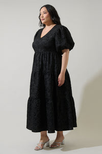 Arielle Jacquard Maxi Tiered Dress Curve