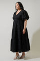 Arielle Jacquard Maxi Tiered Dress Curve