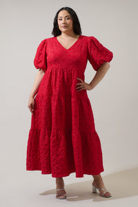 Arielle Jacquard Maxi Tiered Dress Curve