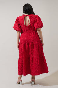 Arielle Jacquard Maxi Tiered Dress Curve