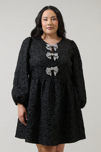Arielle Jacquard Glow Bow Dress Curve