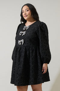 Arielle Jacquard Glow Bow Dress Curve