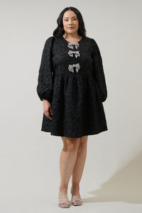 Arielle Jacquard Glow Bow Dress Curve