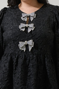 Arielle Jacquard Glow Bow Dress Curve