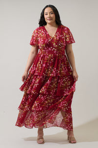 Ginnie Floral Amabel Tiered Maxi Dress Curve