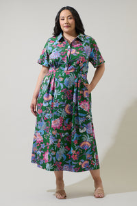 Elara Floral Marisy Collared Maxi Dress Curve