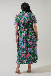 Elara Floral Marisy Collared Maxi Dress Curve