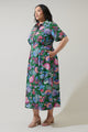 Elara Floral Marisy Collared Maxi Dress Curve