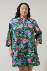Elara Floral Ruelle Ruffle Mini Dress Curve
