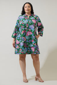 Elara Floral Ruelle Ruffle Mini Dress Curve