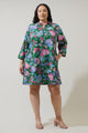 Elara Floral Ruelle Ruffle Mini Dress Curve
