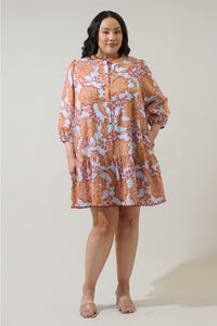 Siany Floral Yamila Ruffle Mini Dress Curve