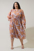 Siany Floral Ameni Button Down Midi Dress Curve