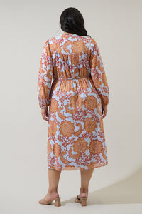 Siany Floral Ameni Button Down Midi Dress Curve