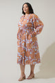 Siany Floral Ameni Button Down Midi Dress Curve