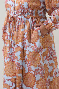 Siany Floral Ameni Button Down Midi Dress Curve