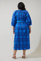Romery Abstract Terie V-Neck Midi Dress Curve