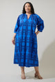 Romery Abstract Terie V-Neck Midi Dress Curve