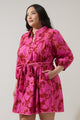 Craney Floral Ravan Collared Mini Dress Curve
