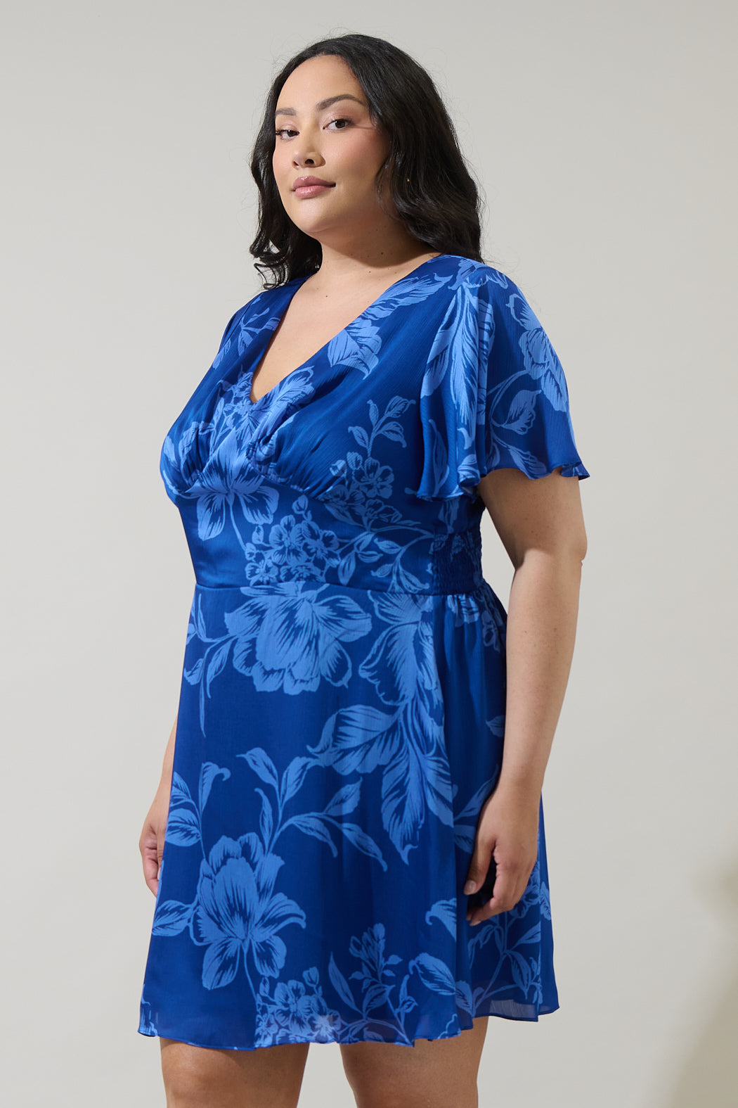 SUGARLIPS Women's Ciara Floral Print Dress - Blue - Casual dresses SUGARLIPS Women's Ciara Floral Print Dress - Blue - Casual dresses