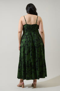 Tindrie Floral Alvis Tiered Maxi Dress Curve