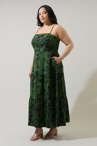 Tindrie Floral Alvis Tiered Maxi Dress Curve