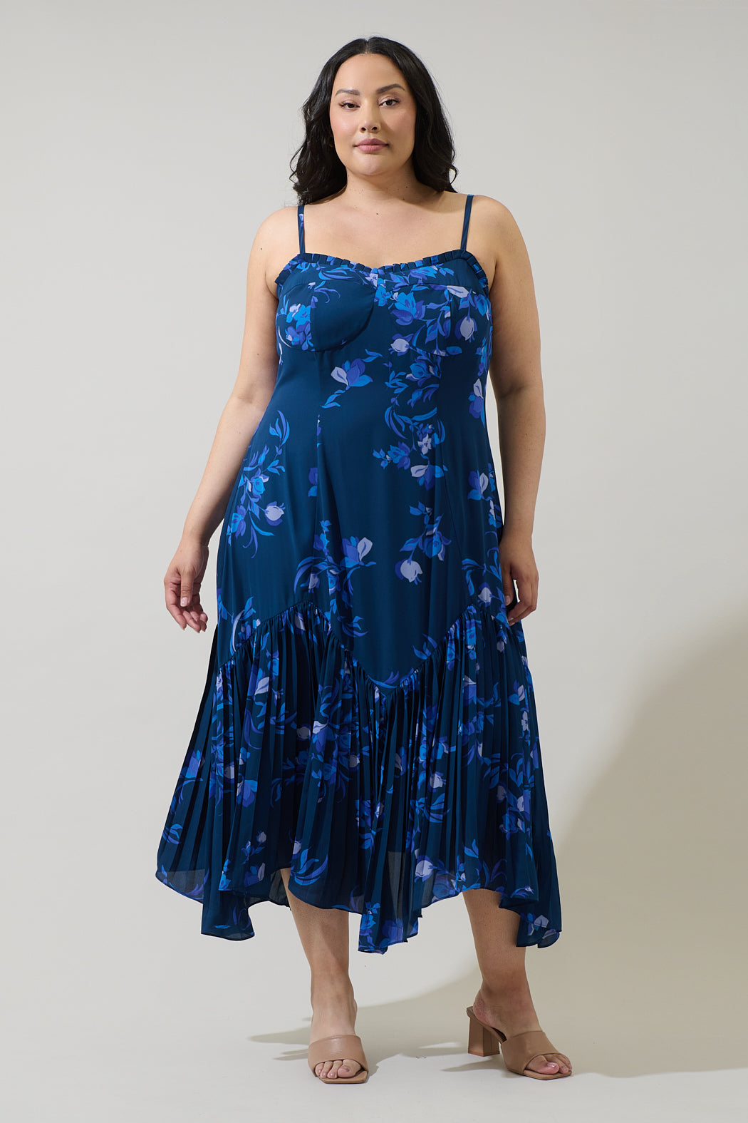 Niva Floral Hendra Pleated Midi Dress in Blue Niva Floral Hendra Pleated Midi Dress in Blue