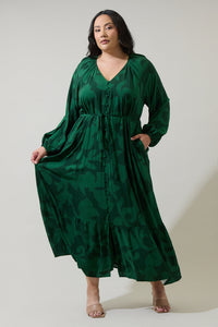 Benti Abstract Larrie Button Down Maxi Dress Curve