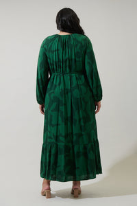 Benti Abstract Larrie Button Down Maxi Dress Curve