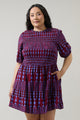 Ramsay Abstract Sulen Smocked Mini Dress Curve
