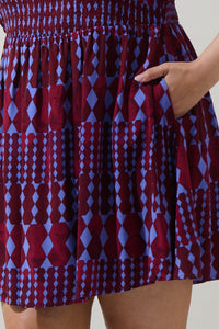 Ramsay Abstract Sulen Smocked Mini Dress Curve