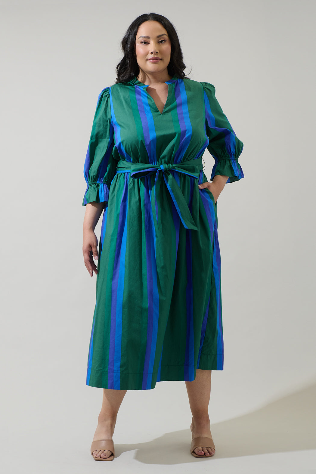 long sleeve maxi dress curve Pretty Lavish Curve slinky spliced printed long sleeved maxi dress in brown polka dot