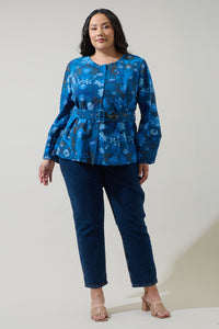 Palmate Floral Lutie Peplum Jacket Curve