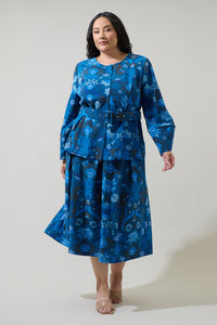 Palmate Floral Lutie Peplum Jacket Curve