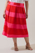 Lolli Stripe Pleated Midi Skirt Curve