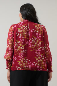 Ginnie Floral Sunnie Long Balloon Sleeve Blouse Curve
